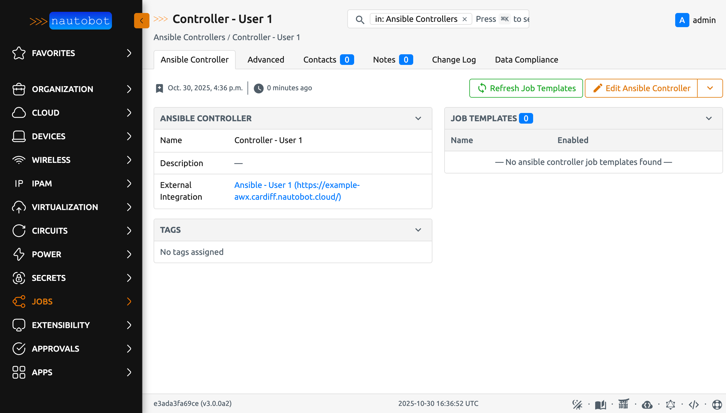 Ansible Controller page