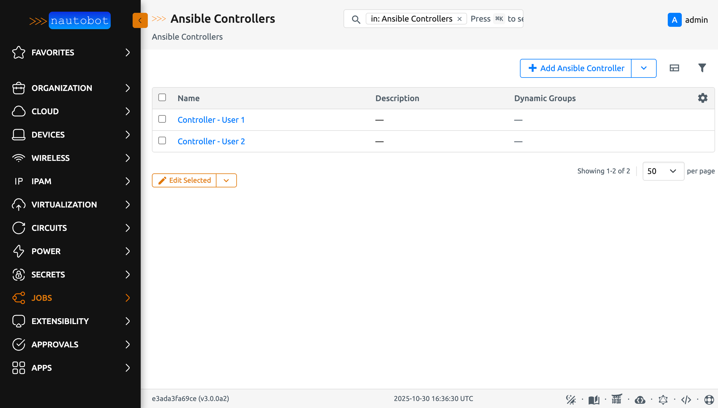 Two Ansible Controllers, one per AWX instance
