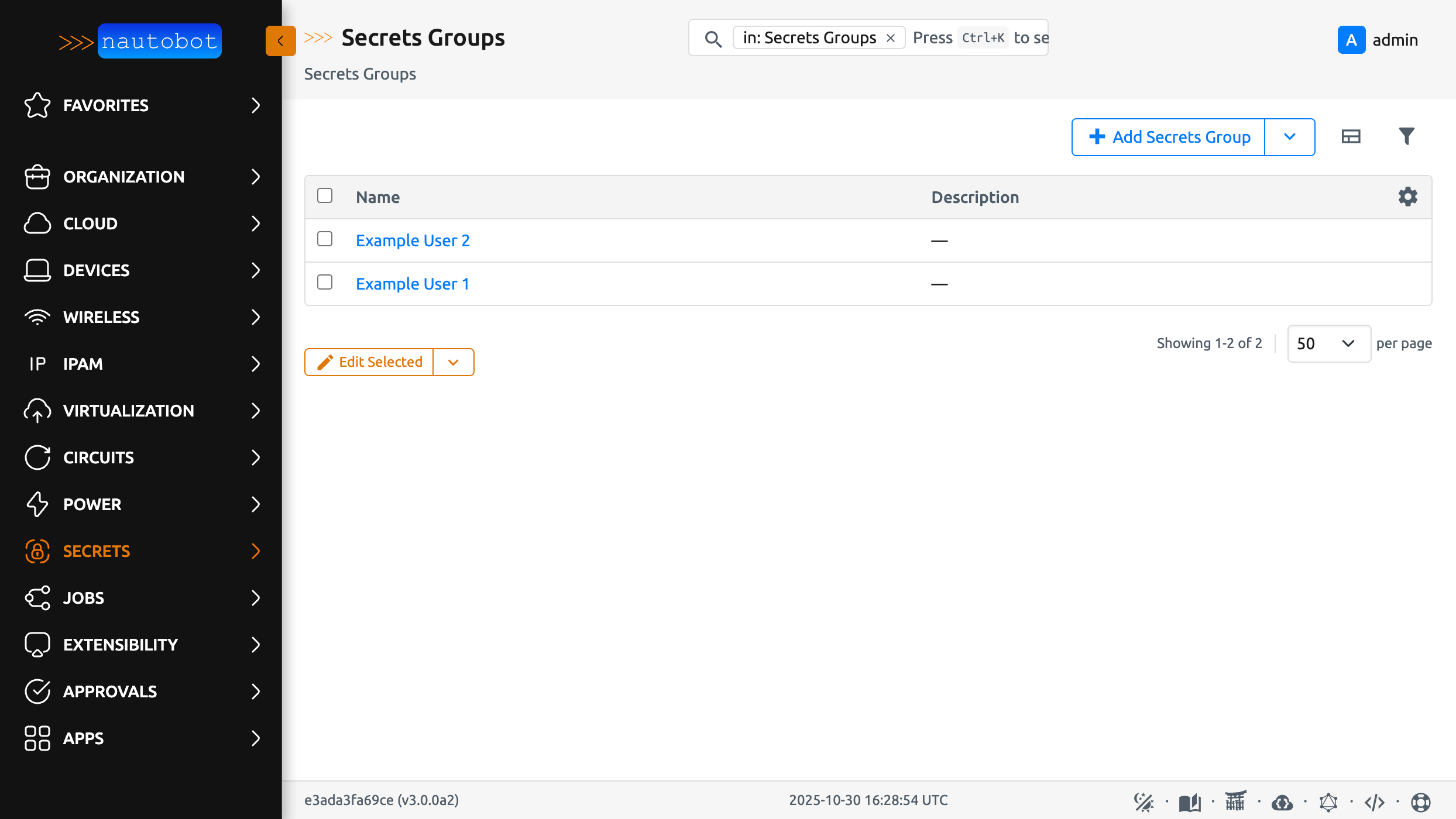 Two secret groups, one per account