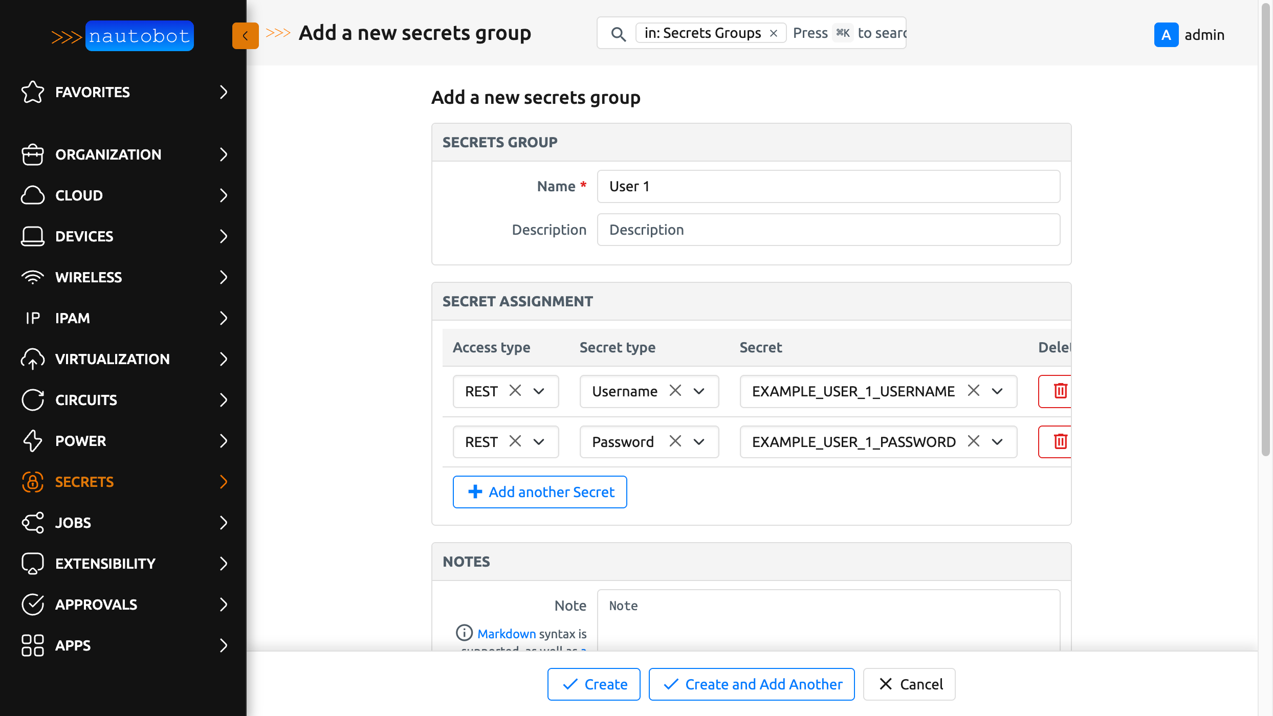 Username and password
