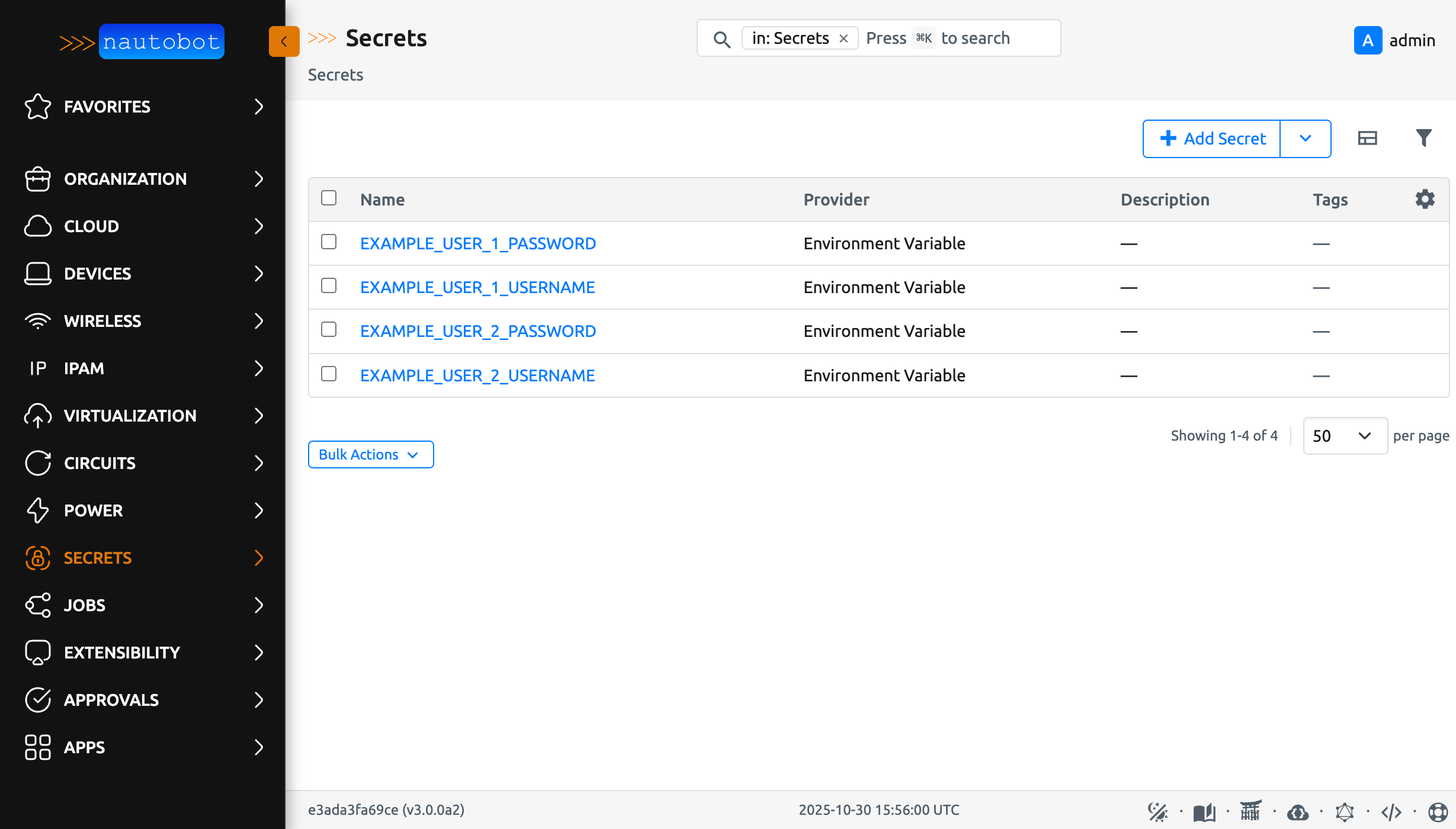 4 Secrets, two per account