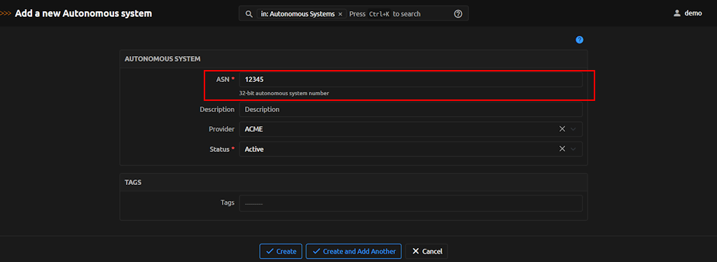 Autonomous System Form