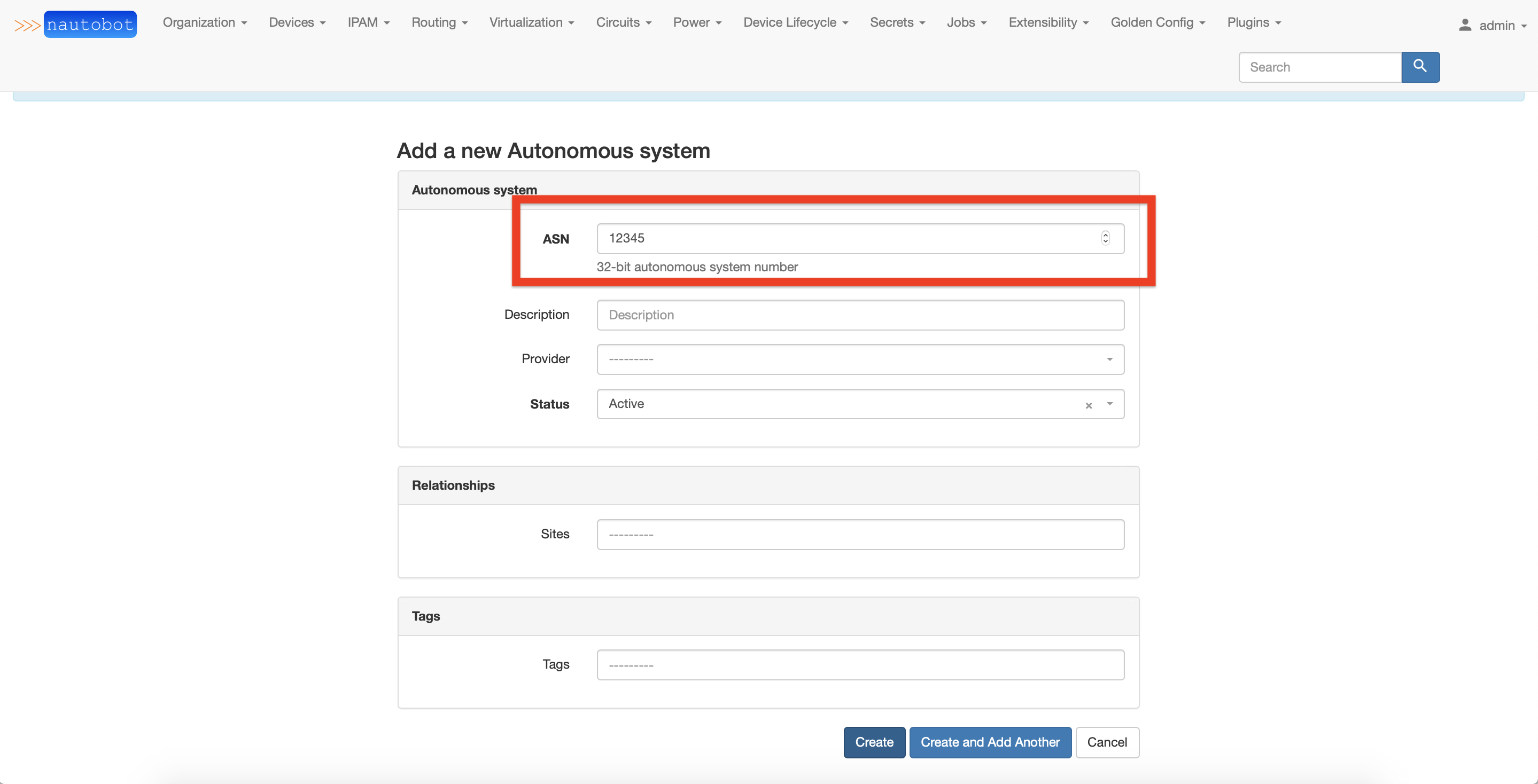 Autonomous System Form