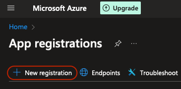 Azure add App registrations
