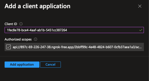 Azure Add Client Application