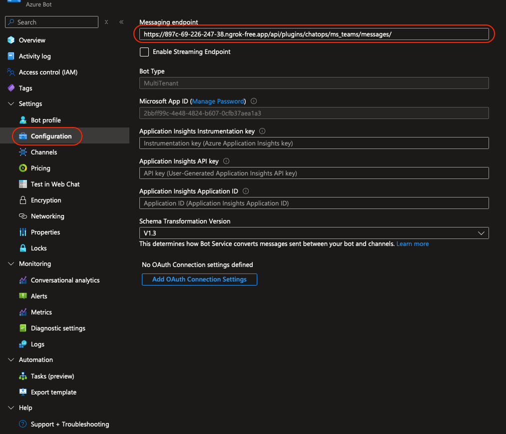 Azure Bot Configuration