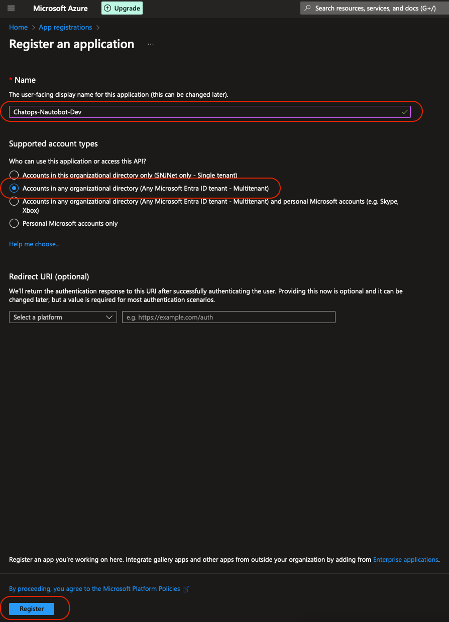 Azure Registration Form