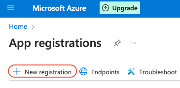 Azure add App registrations