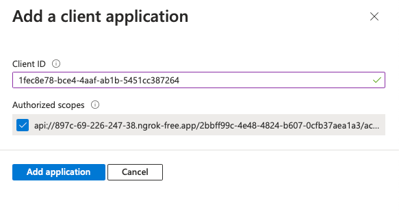 Azure Add Client Application