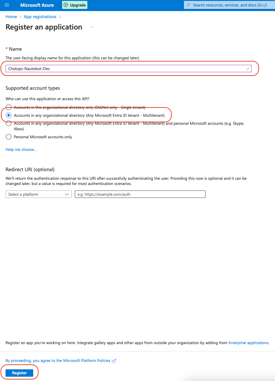 Azure Registration Form