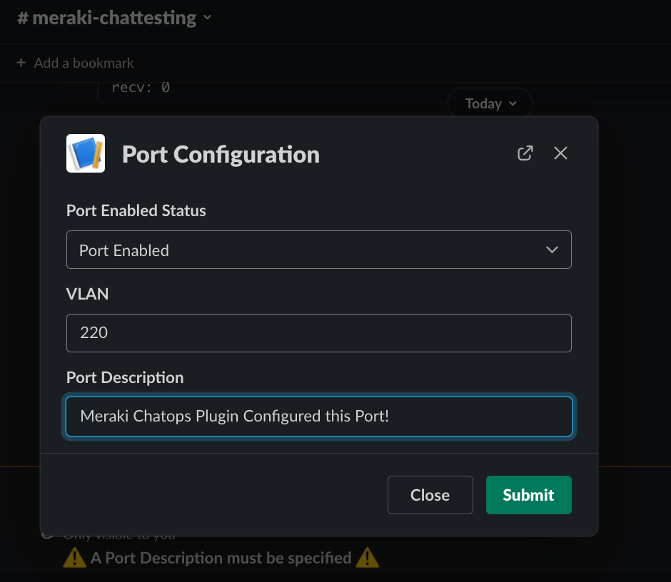 Example output for config-port1