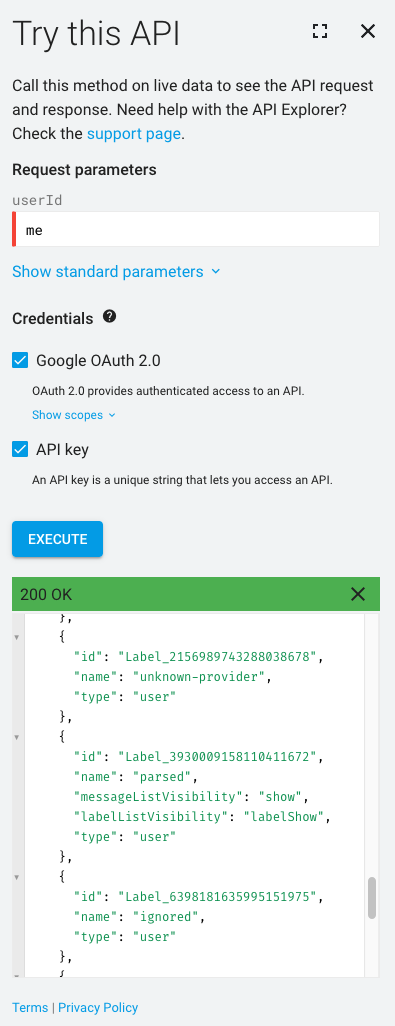 screenshot of gmail interactive api