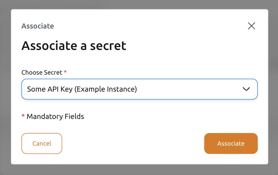 "Associate Secret" dialog