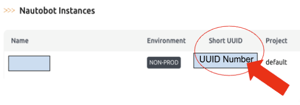 The Short UUID column in the Instances list.
