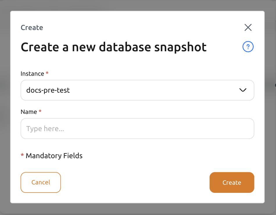 "Create new snapshot" dialog