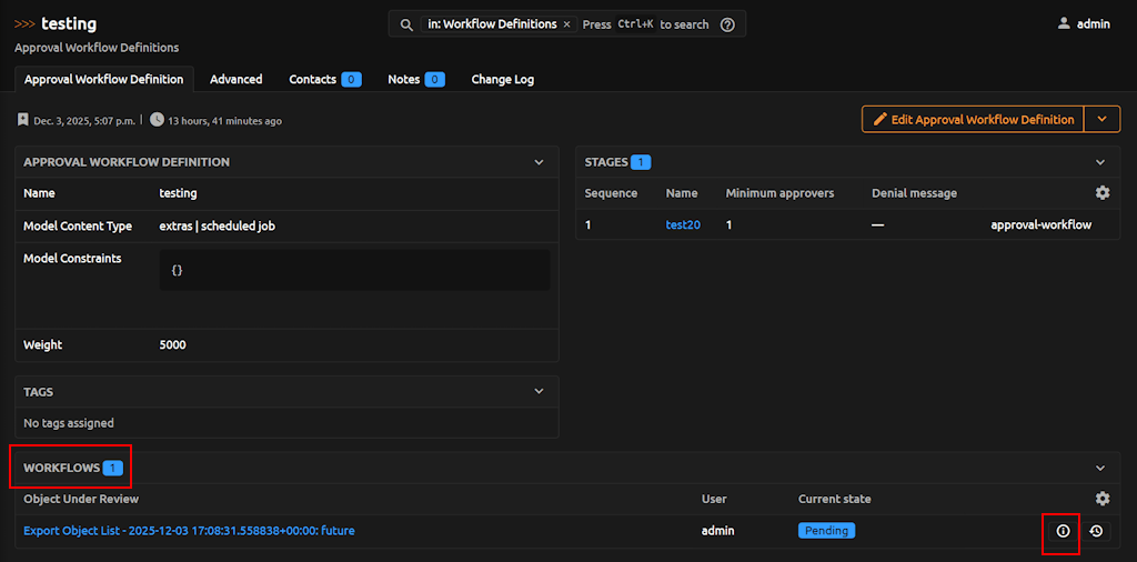 Approval Workflow Definition details