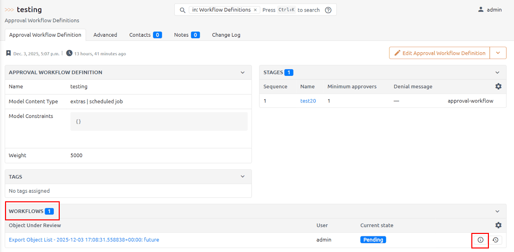 Approval Workflow Definition details
