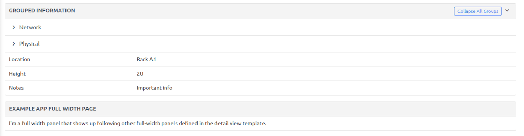 GroupedKeyValueTablePanel Example 1