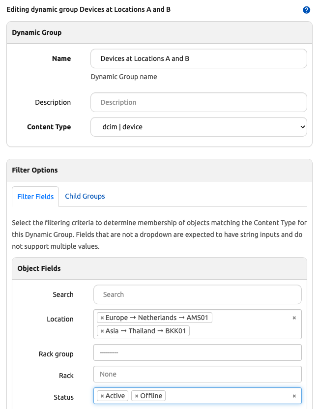 Setting Filter Fields for a Basic Dynamic Group