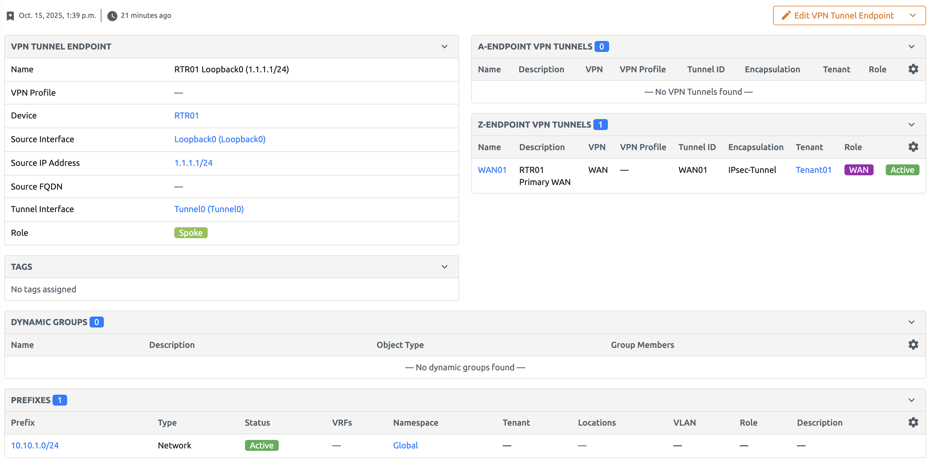 VPN Tunnel Endpoint Detail View