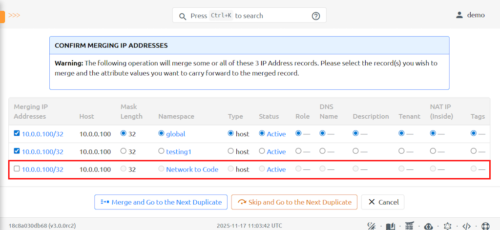 Merging Some Duplicate IPs
