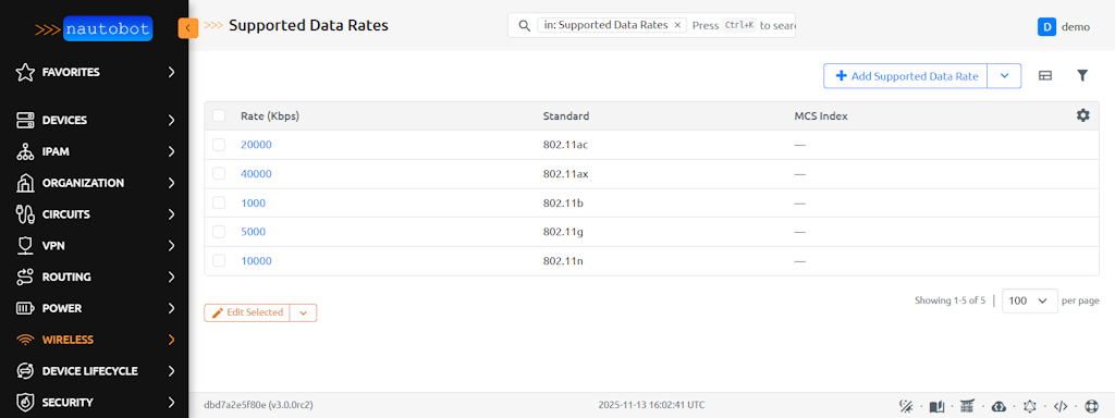 Add Supported Data Rate