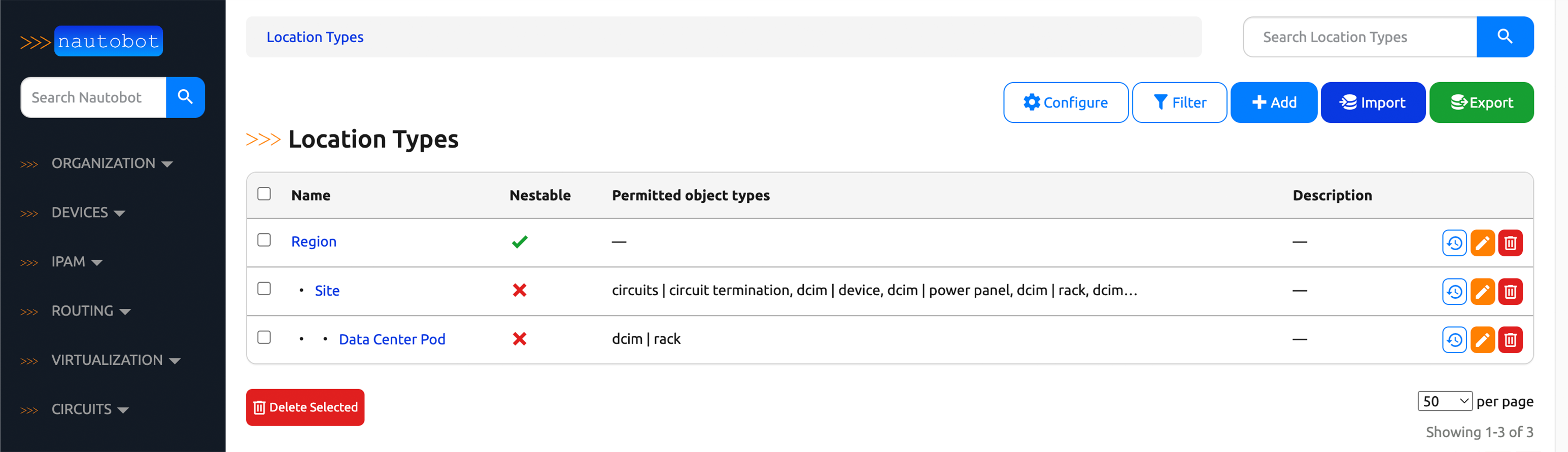 Location Type page
