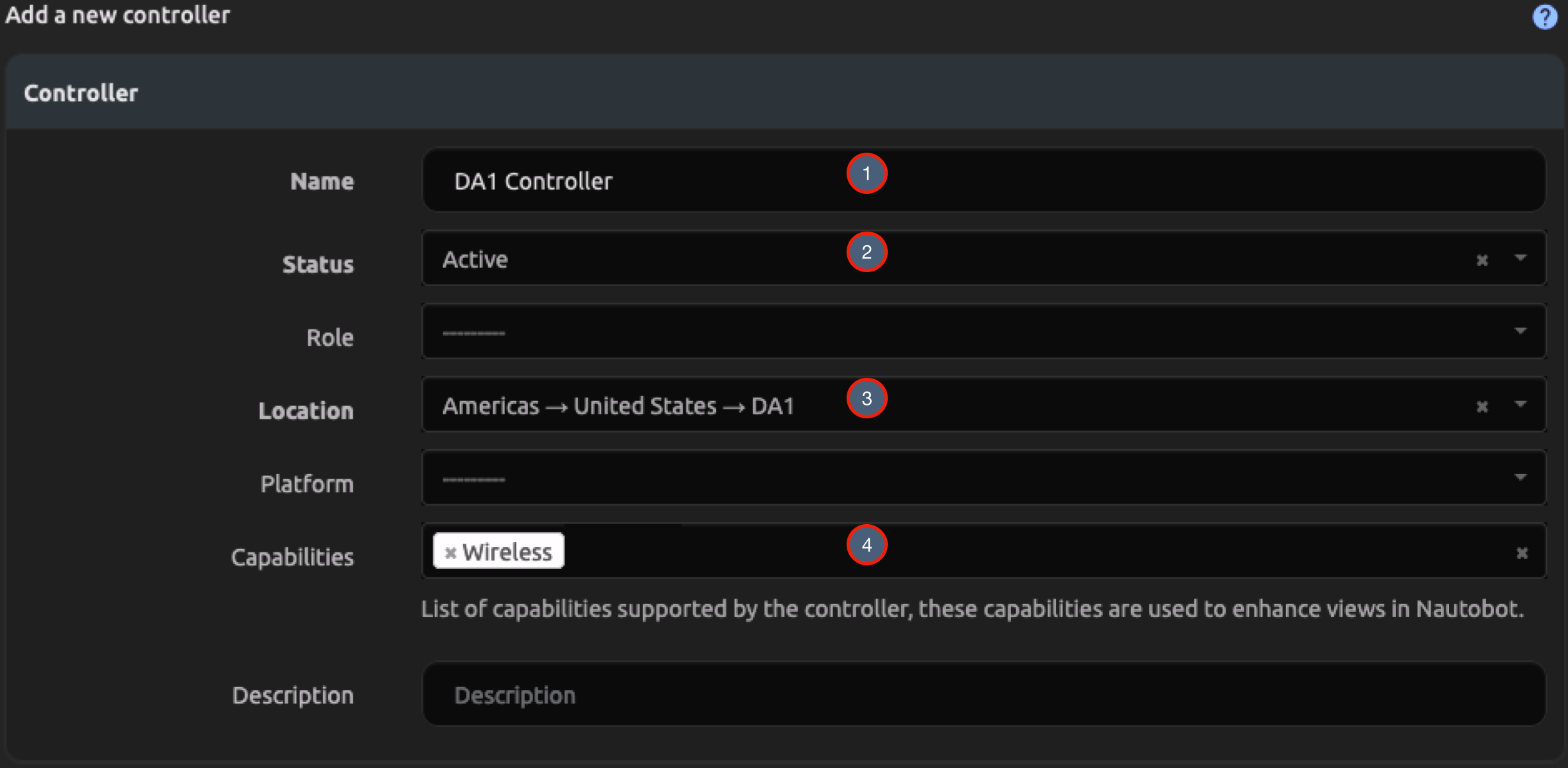 Create Wireless Controller Form