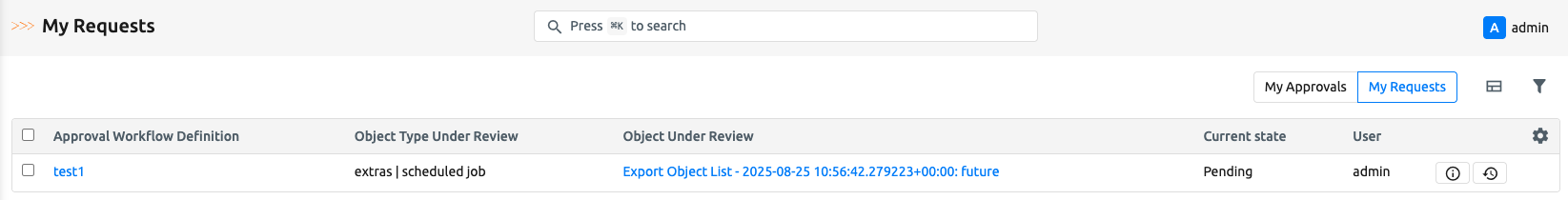 Approval Dashboard Requests