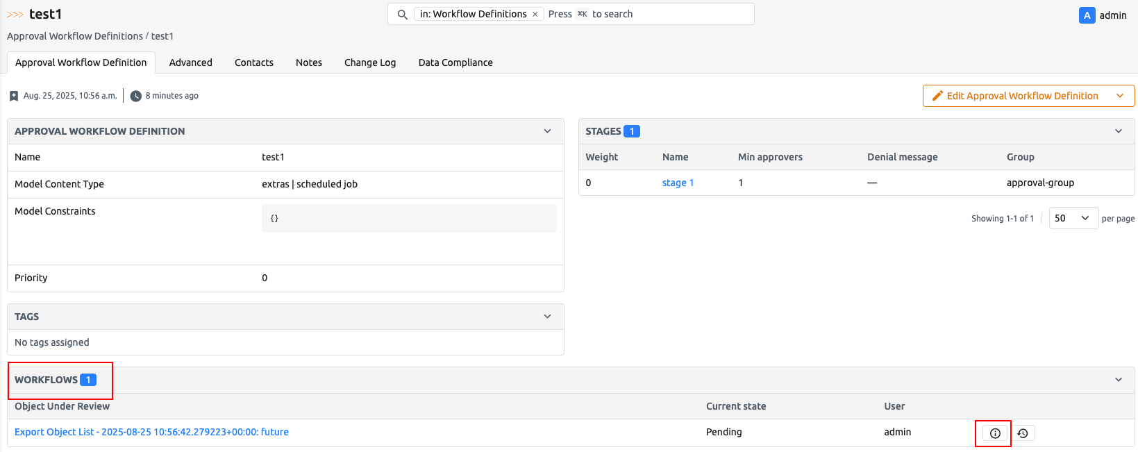 Approval Workflow Definition details