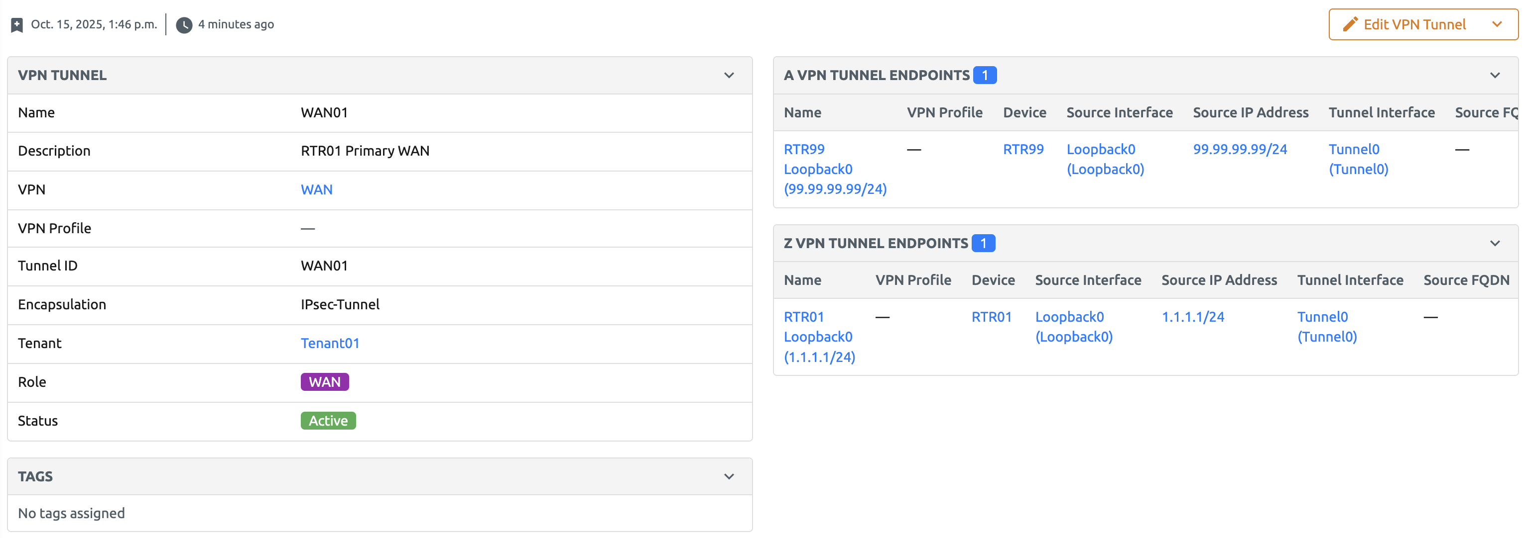 VPN Tunnel Detail View
