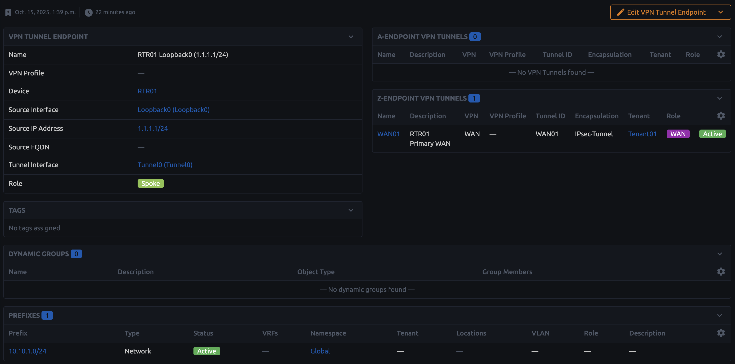 VPN Tunnel Endpoint Detail View