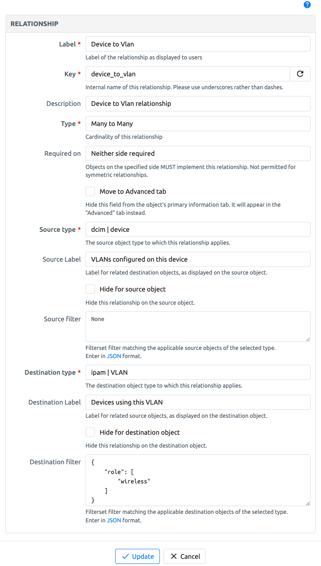 Image of Relationship with json filter