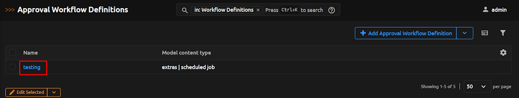 Select Approval Workflow Definition