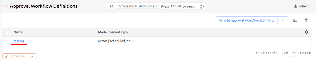 Select Approval Workflow Definition