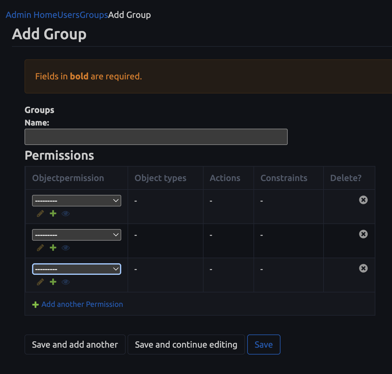 Add Group form