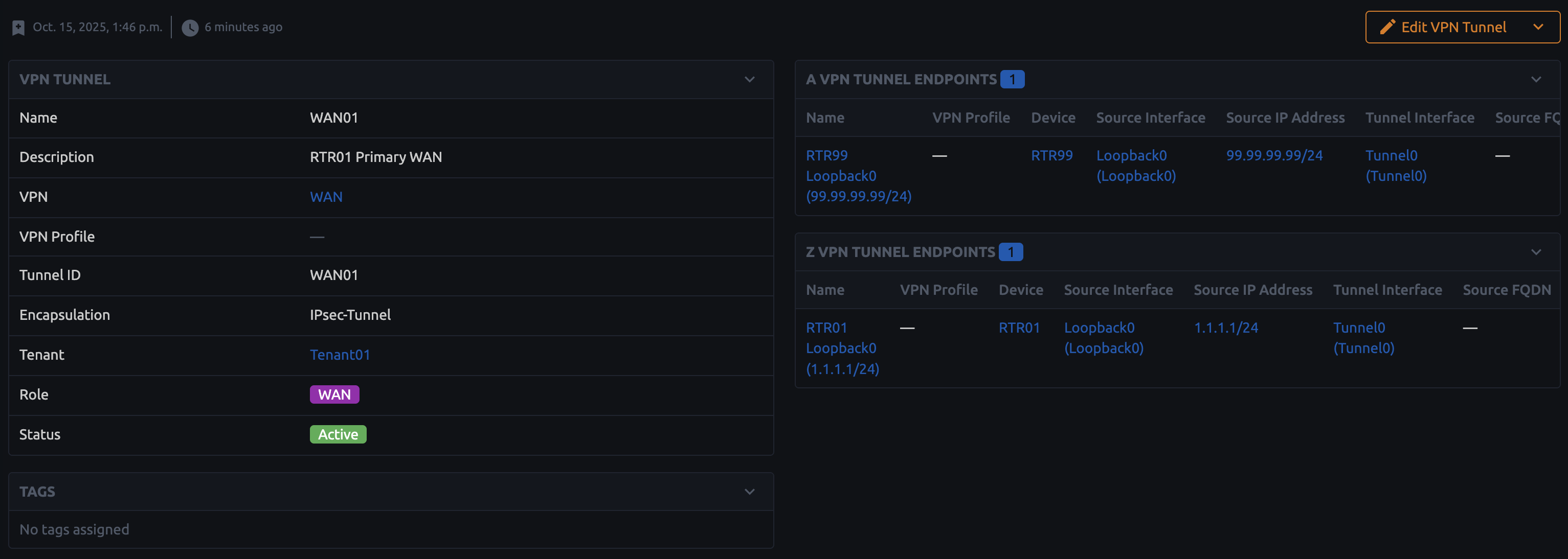 VPN Tunnel Detail View