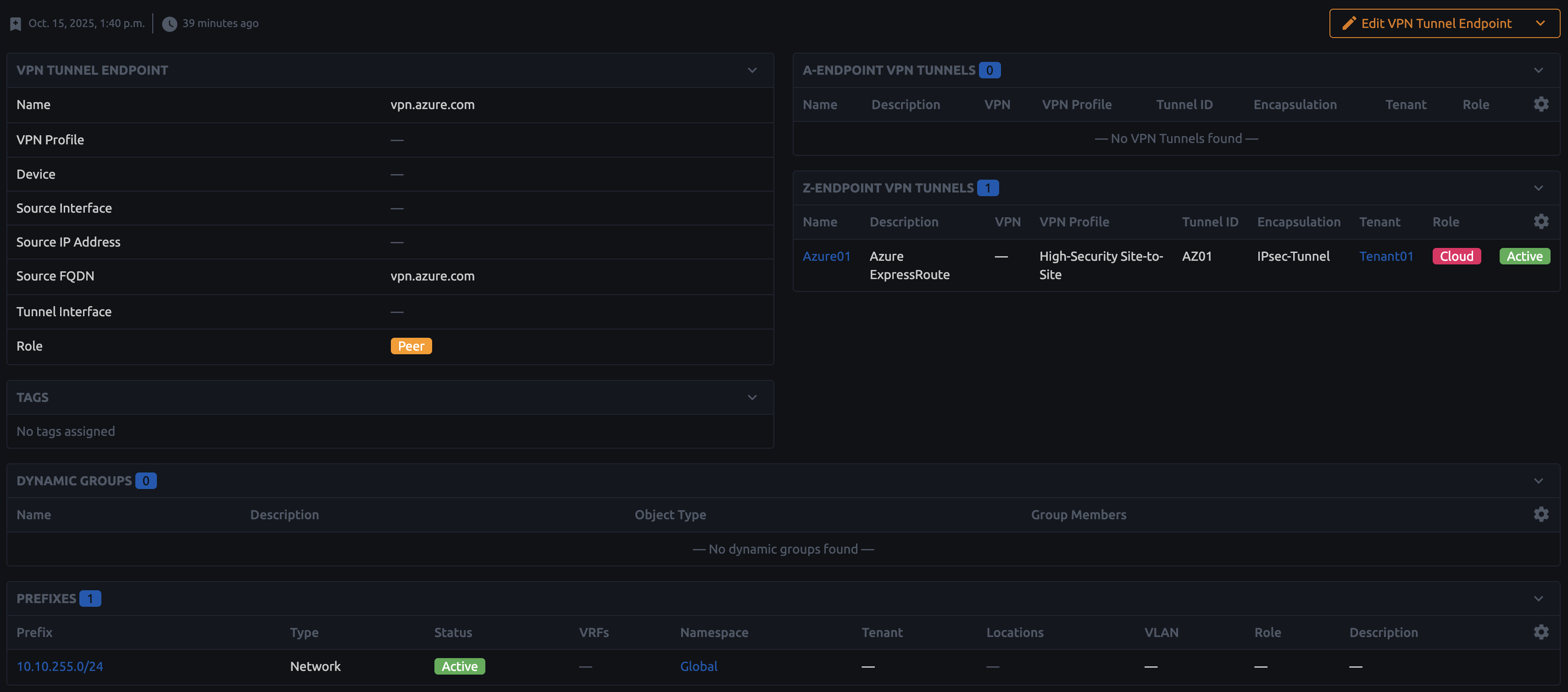 VPN Tunnel Endpoint Detail View