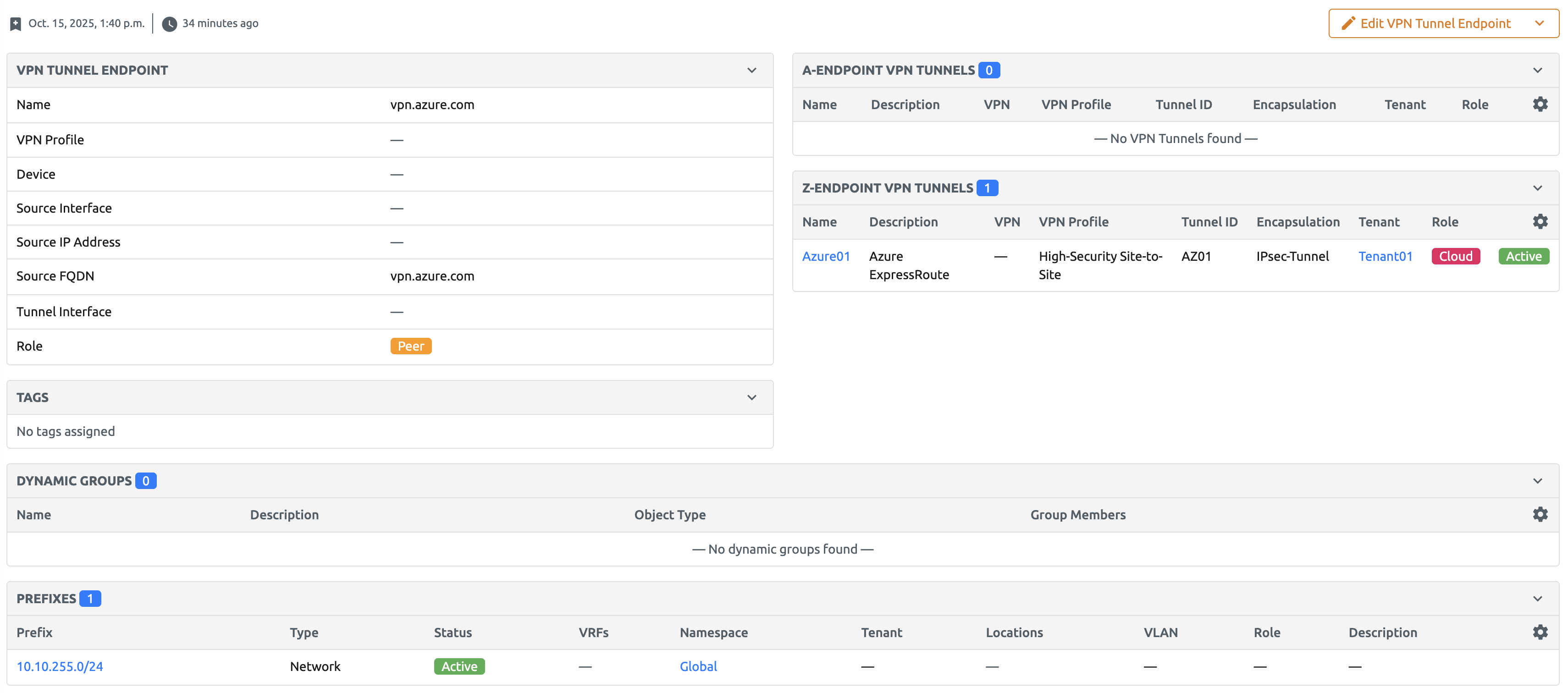 VPN Tunnel Endpoint Detail View