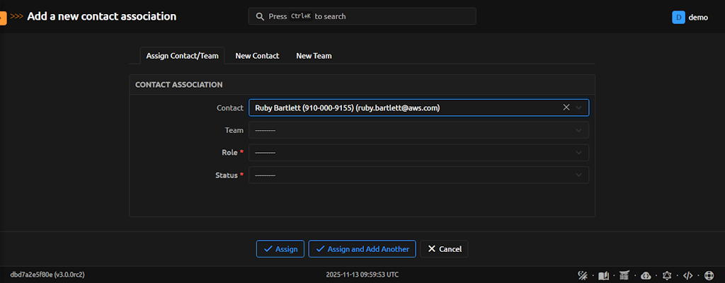Existing Contact Selected