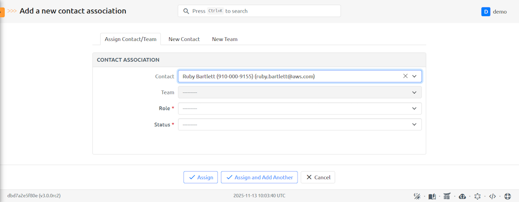 Existing Contact Selected