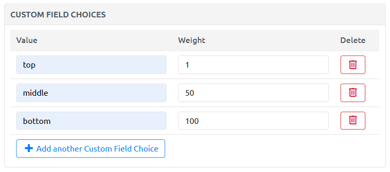 Custom Field Choices