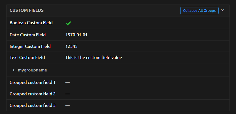 Custom Field Grouping