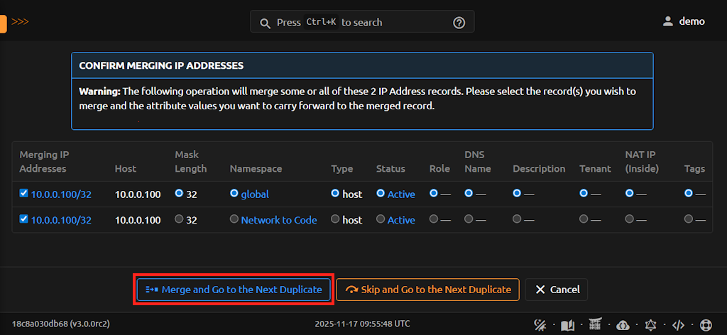 Merging All Duplicate IPs