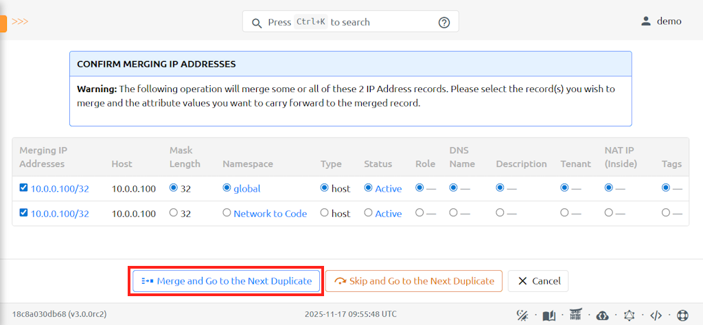 Merging All Duplicate IPs