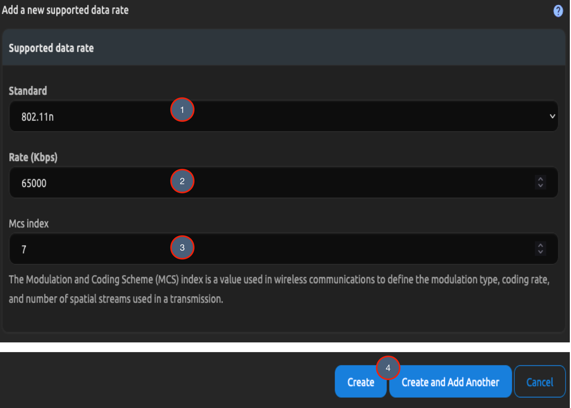 Create Supported Data Rate