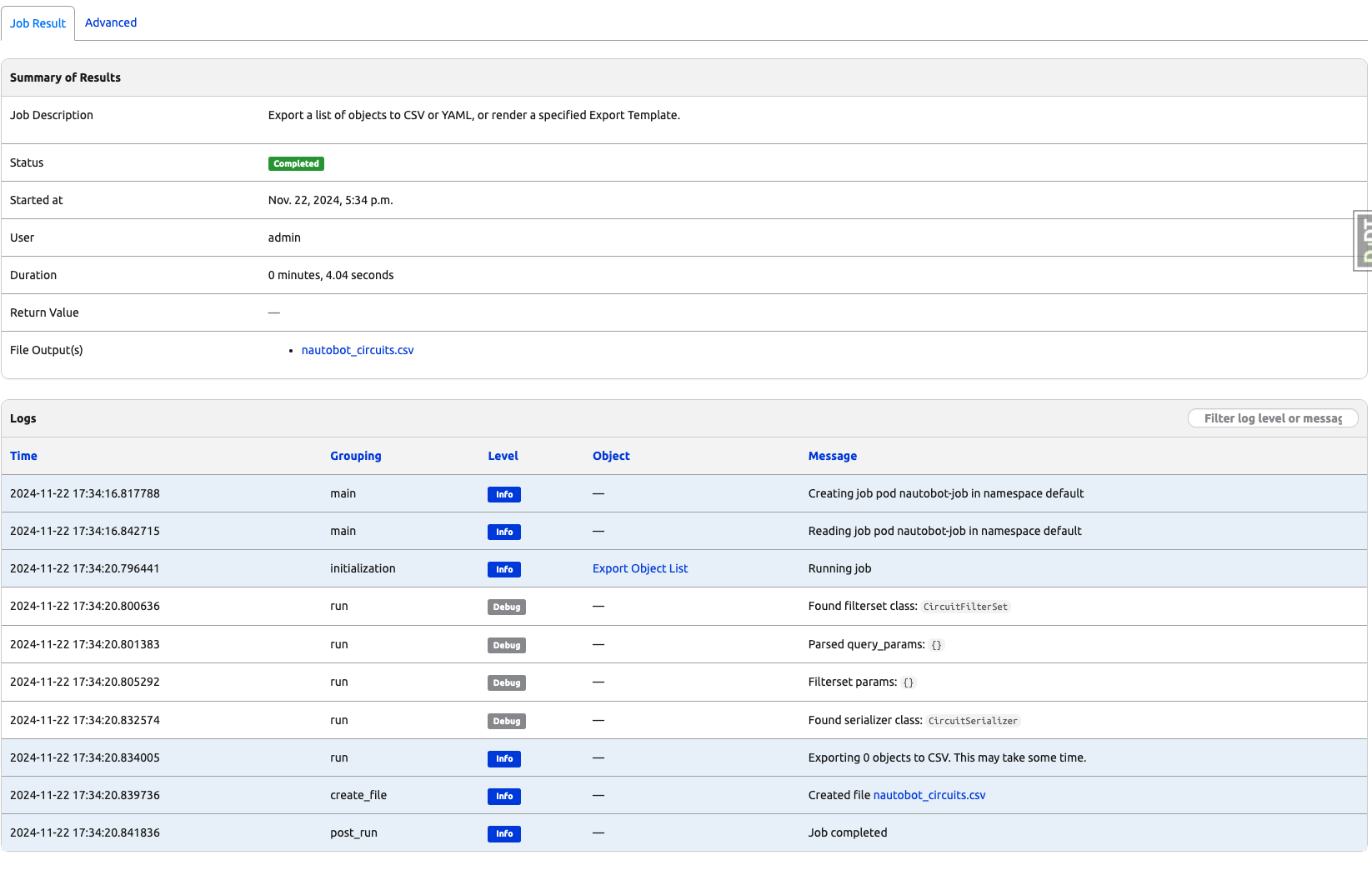 K8s Job Result Completed