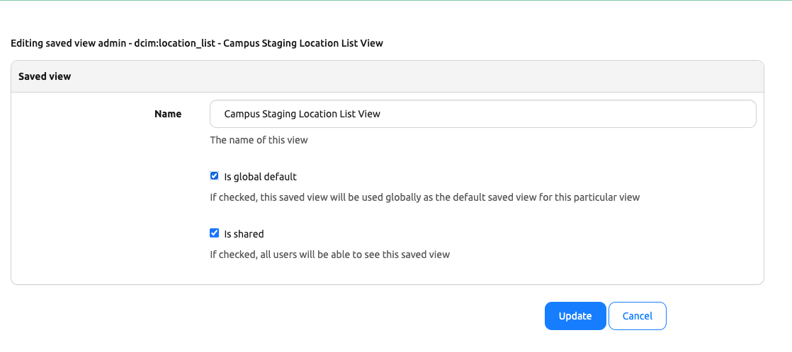 Saved View Edit View