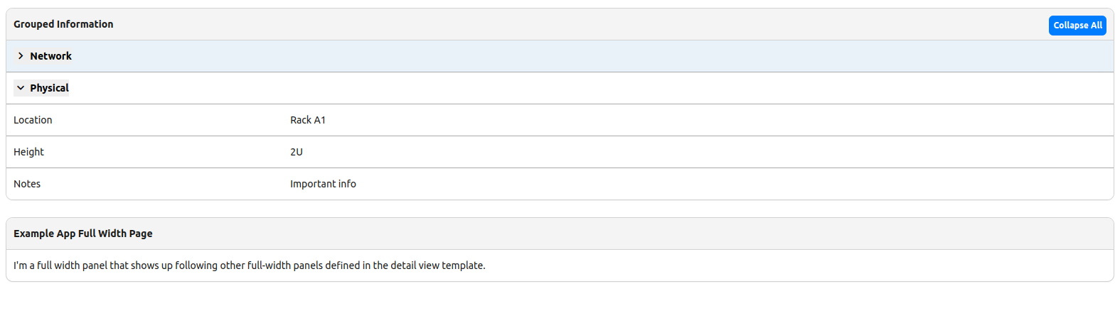GroupedKeyValueTablePanel Example 1