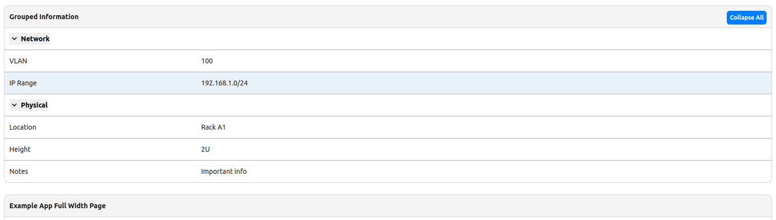 GroupedKeyValueTablePanel Example 2